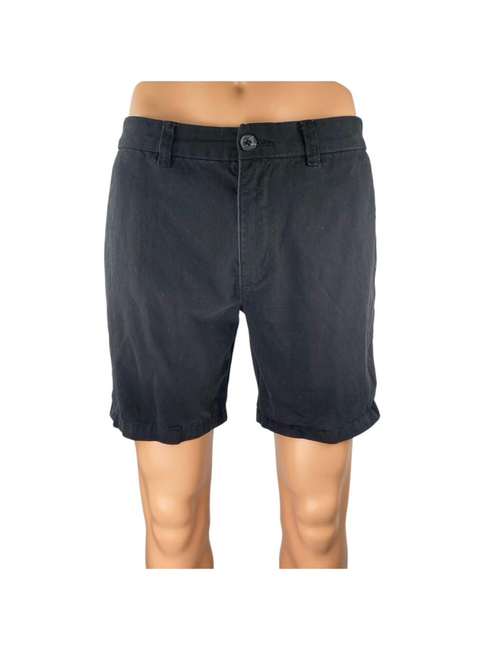 New Look Men's Black High Waisted Slim Leg Casual Khaki Chino Shorts Size 32